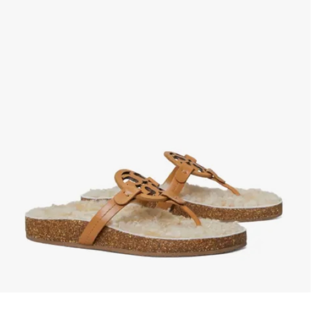 NEW $268 TORY BURCH Miller Cloud Genuine Shearling Flip Flop in size 7!